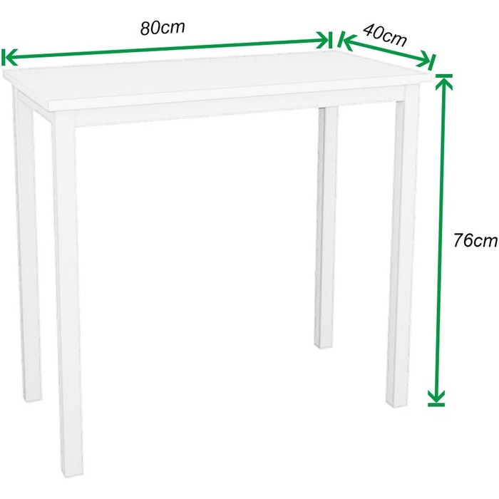 Компактний стіл Комп&39ютерний стіл Офісні меблі Стіл для ПК, Невеликий обідній стіл Робочий стіл Офісний стіл для ПК та ноутбука, Виготовлений з дерева та металу, 80x40x75 см, Білий BHEU-AC3DW-8040 80x40x75 см Білий