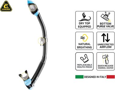 Комплект маски для дайвінгу та сухої трубки для сноркелінгу та підводного плавання з аквалангом, один розмір, унісекс, чорний/червоний