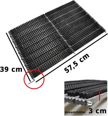 Килимок для щітки, скребок для взуття, килимок для дверей, килимок для входу, килимок для ніг, приблизно 60 x 40 см