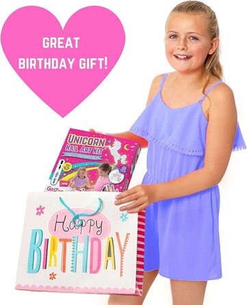 Подарунки для дівчаток GirlZone - Дитячий набір для студії нігтів "Єдиноріг" Набір для дизайну нігтів Дитячий набір лаків для нігтів Подарунковий набір для дітей віком 4-11 років Набір для дизайну нігтів "Єдиноріг"