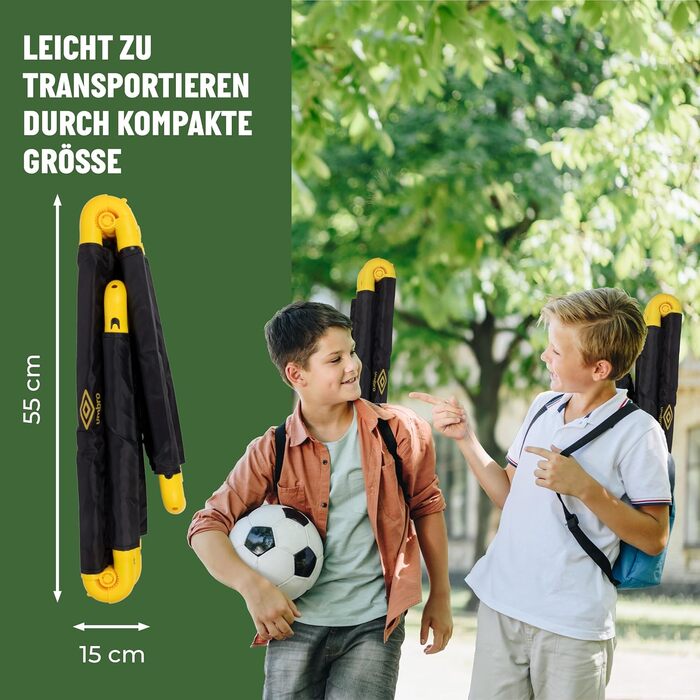 Футбольні ворота Umbro 50 x 44 x 44 см - Комплект із 2 футбольних воріт - Складані футбольні ворота - Футбольні ворота для саду та дітей - Тренувальний футбольний інвентар для приміщень та вулиці - Пластик - Чорний/Жовтий