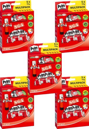 Клей-олівець Pritt 5 x 43 г, прозорий, клей без розчинника (5,)