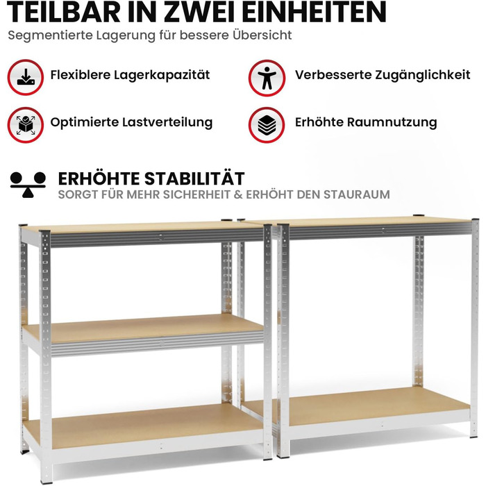 Металевий стелаж 180x90x40 см комплект із 2 надміцних стелажів з 5 полицями оцинковані стелажі для зберігання у підвалі стелажі для майстерні, підвалу та гаража до 875 кг