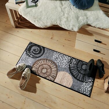 Килимок для дверей Erwin Mller Neuwied, килимок для збору бруду, килимок для очищення, квітковий візерунок, сріблясто-коричневий, розмір 80x150 см - міцний, легко чиститься, нековзний, підходить для теплої підлоги, сріблясто-коричневий, 80 x 150 см (прямо