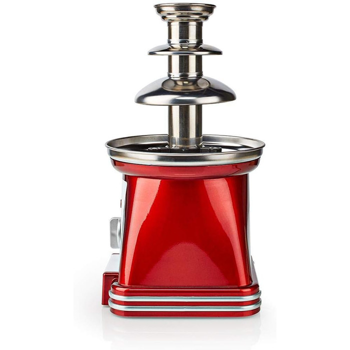 Шоколадний фонтан Nedis - Ретро дизайн із пластику та нержавіючої сталі з 3 рівнями - Можна мити в посудомийній машині - діаметр 40 см - Червоний та білий