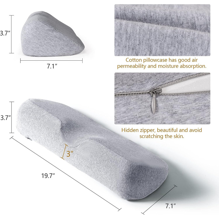 Подушка для шийного відділу хребта RESTCLOUD для сну, подушка з піни з ефектом пам&39яті, валик для шиї для зняття болю в шиї, подушка для підтримки шиї, подушка для шийного відділу хребта для зняття болю, подушка для сну, світло-сіра