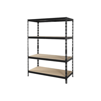 Міцний стелаж 178,5 x 130 x 60 см, чорне порошкове покриття ширина 130 см 4 полиці, кожна з максимальним навантаженням 250 кг Полиця для зберігання, металева полиця, полиця для підвалу