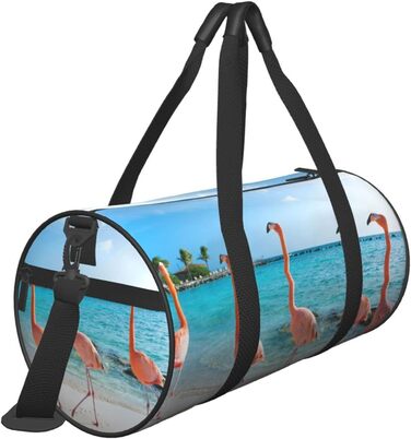 Спортивна сумка, дорожня сумка, пляжна сумка, з принтом фламінго, сумка для ночівлі, чорна, універсальний розмір, сумка для подорожей