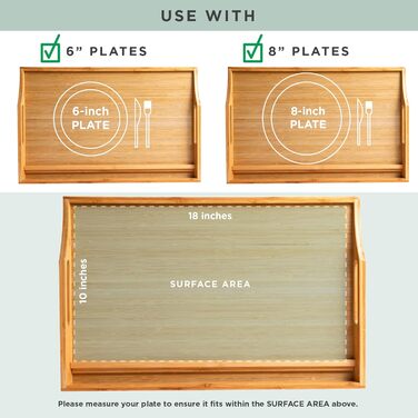 Бамбуковий піднос для ліжка ROSSIE HOME, великий, з тримачем для телефону та ноутбука (до 15.6 дюймів), натуральний колір, арт. 78007