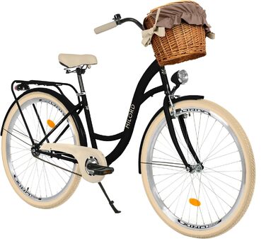Дюймовий велосипед з однією швидкістю, чорно-кремовий, комфортний, з кошиком та заднім багажником, голландський велосипед, жіночий велосипед, міський велосипед, ретро, вінтаж, 26-