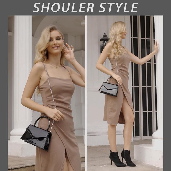 Жіноча вечірня сумка Milisente зі штучної лакованої шкіри для весілля, маленька сумочка-клатч з ланцюжком через плече, чорна