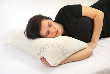 Гречана подушка, подушка для шиї, гречана подушка для голови від болю в шиї, подушка для сну на боці з бамбуковими наволочками, подушка для підтримки шиї з гречаної лушпиння, ортопедична подушка (40x60 см)