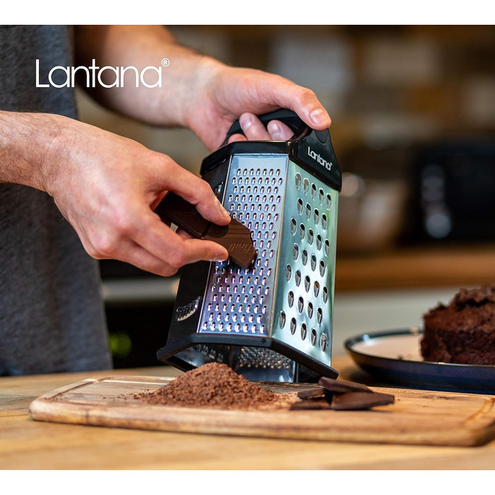 Терка Lantana 6-гранна з контейнером - ручна терка/слайсер/подрібнювач. 6 незамінних кухонних функцій для крупного, середнього, др