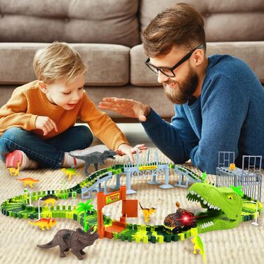 Динозавр Іграшкова машина гоночна траса від 3 4 5 6 років Дитяча іграшка з гоночною трасою Дитяча гра динозавр Динозавр Іграшкова