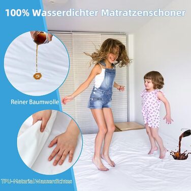 Водонепроникна бавовняна підковдра, підходить для виробів для нетримання, дихаюча та на блискавці, можна прати (синя, 135x200 см)