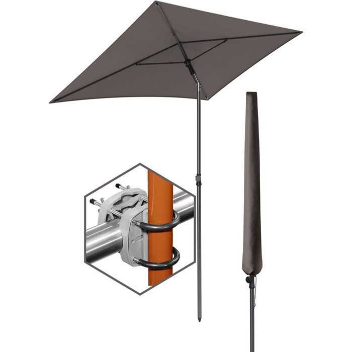 Парасолька 4smile Parasol Balcony SunnyShade Plus 200 x 125 см для захисту від ультрафіолету UV50 із захисним чохлом  темно-коричнева