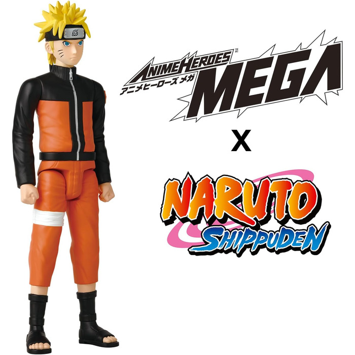 Герої аніме - Naruto Shippuden - Фігурка манги Anime Heroes Mega 30 см - Naruto Uzumaki - Офіційна ліцензія Naruto - Велика шарнірна фігурка Наруто - Іграшка для дітей віком від 4 років - 38151