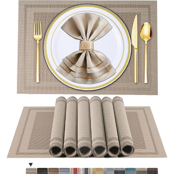 Серветки миються Набір з 6 вінілових серветок для обіднього столу Кухонні серветки Міцні серветкиСтолові аксесуари - набір з 6 сер