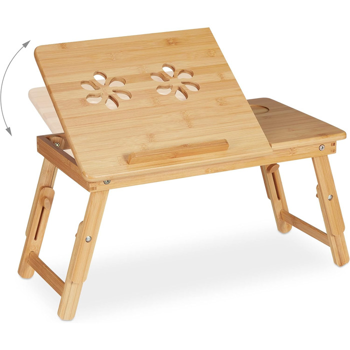 Бамбуковий стіл для ноутбука Relaxdays з охолодженням