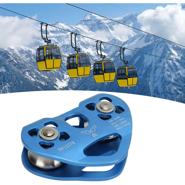 Подвійний блок для зіплайна, канатна дорога у формі серця для скелелазіння та використання, легка та синього кольору.