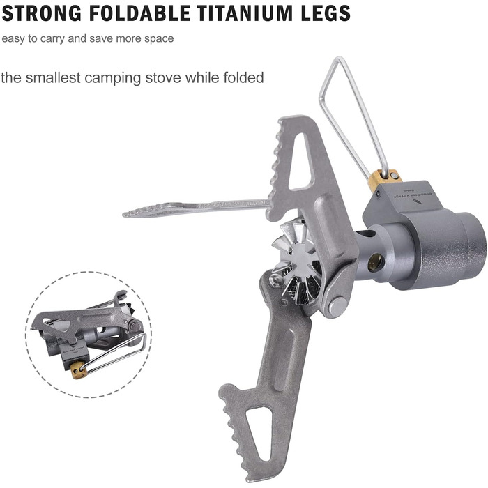 Вт Кемпінгова газова плита Міні-газова плита з титанового сплаву Похідна плита Портативний пальник Ультралегка кишенькова духовка