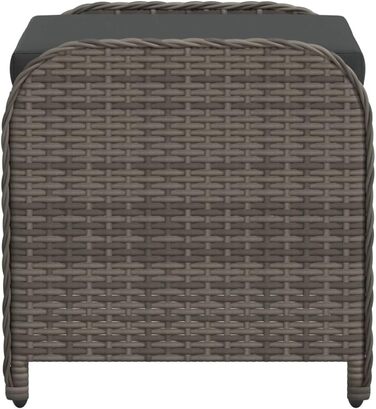 Табурет садовий з подушкою сірий 58x46x46 см Poly Rattan,365734