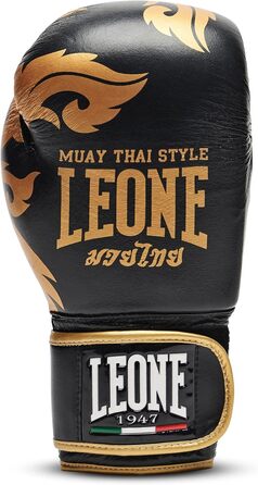 Боксерські рукавички LEONE 1947 для муай-тай, 14 унцій, чорні