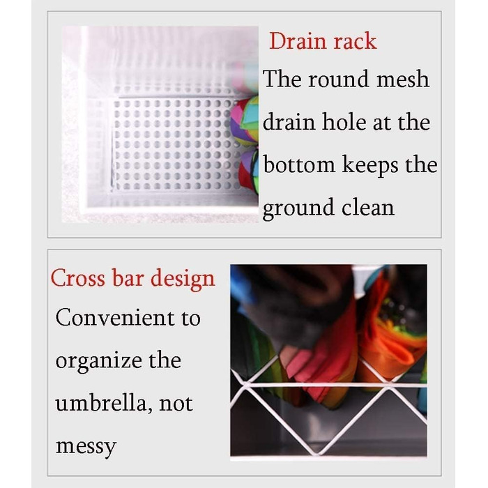 Підставка для парасольок SUNMME, підставка для парасольок, два відділення для зберігання довгих і коротких парасольок, багатофункціональна підставка для парасольок з рухомою полицею