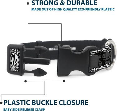 Нашийник для собак Buckle-Down Scooby Doo, пластикова застібка, багатоколірний, ширина 2,5 см, підходить для обхвату шиї 38-66 см, розмір L (DC-BKSR-WSD014-1.0-L). Ширина 2,5 см - підходить для обхвату шиї 38-66 см - великий розмір, багатоколірний.