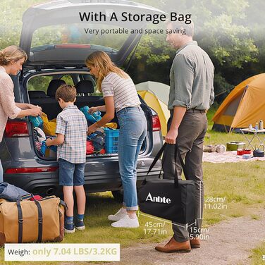 Стіл для кемпінгу Anbte, розкладний стіл 67x58 см (ДxШ), алюміній, стільниця, що згортається, з 2 рівнями висоти (44/70 см), X-подібна конструкція, вантажопідйомність до 150 кг, з сумкою для зберігання для пікніків, саду, балкону, 67 x 58 x 44/70 см