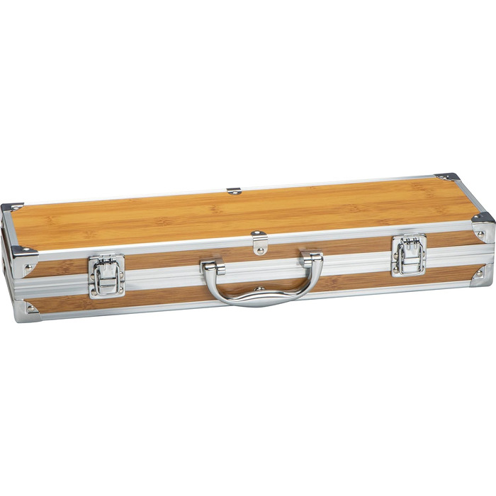 Металевий та бамбуковий футляр для гриля з гравіюванням імені - набір столових приборів для барбекю з 3 предметів