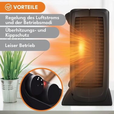Тепловентилятор потужністю 2000 Вт, електричний обігрівач з термостатом та 2 режимами нагріву, енергозберігаючий електричний обігрівач із захистом від перегріву та ручкою для перенесення, компактний променевий обігрівач