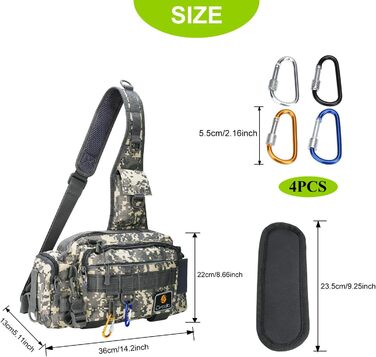 Рибальська сумка Noosverl, сумка для рибалки водонепроникний зносостійкий рибальський рюкзак для рибальського приладдя з 4 карабінами