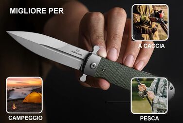 Складаний кишеньковий ніж, лезо зі сталі D2, протиковзка рукоятка G10 з кліпсою, полювання, риболовля, кемпінг, на природі, фліпер