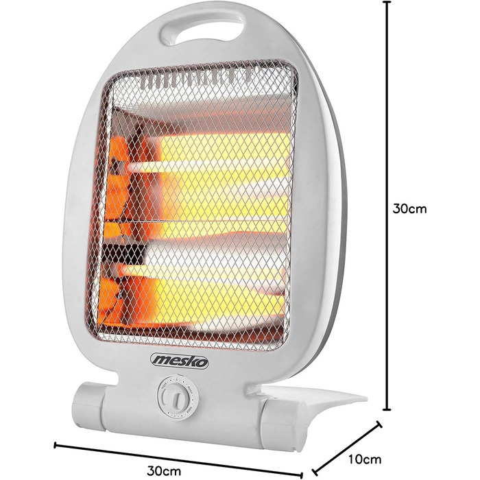 Кварцовий інфрачервоний обігрівач Mesko MS7710, інфрачервоний обігрівач з 2 режимами нагріву, низьке енергоспоживання, променевий інфрачервоний обігрівач з 2 галогенними лампами, захист від перекидання, портативний, 400/800 Вт
