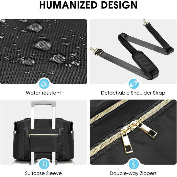 Ручна поклажа Ryanair 40x30x20, ручна поклажа Ryanair 40x20x25 з косметичкою 20 x 20 см (прозора) та чохлом для взуття, дорожня сумка/сумка для вихідних WANDF (чорна 20 л), чорна 20 л, 20 л для авіакомпаній Ryanair