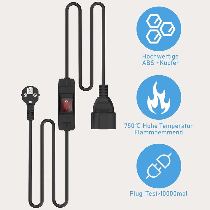 Подовжувач із захисним контактом 2M, подовжувач з вимикачем, кабель Schuko, 16A 250V для зовнішнього або внутрішнього використання, будинок, офіс