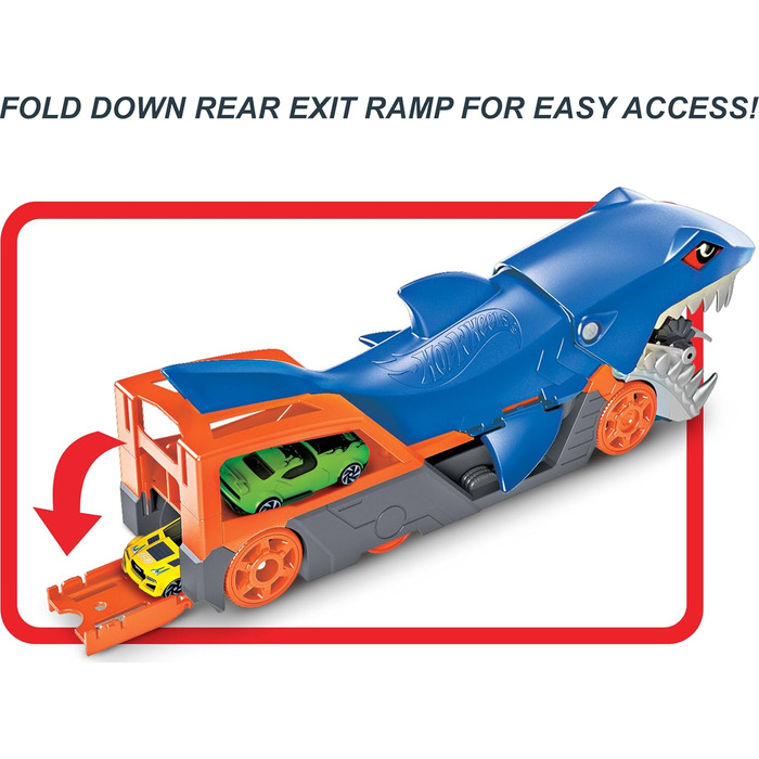 Ігровий набір транспортера &quotГолодна акула&quot з 1 транспортним засобом у масштабі 164, гоночний трек для іграшкових автомобіл