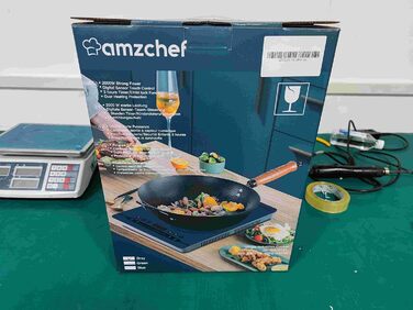 Портативна індукційна плита AMZCHEF потужністю 2000 Вт з тихим ходом, 9 рівнями потужності та температури, 4 автоматичними меню, ультратонким дизайном корпусу, захисним замком, таймером, сірим