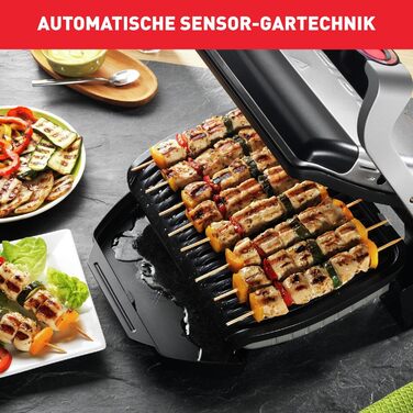 Контактний гриль Tefal OptiGrill, 6 програм, індикатор рівня приготування, знімні пластини, ручний режим, електрогриль, нержавіюча сталь, GC712D12
