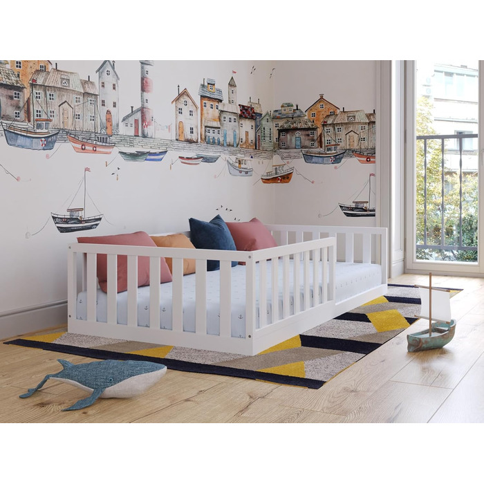 Дитяче ліжечко/бічне ліжко Love For Sleep 160x80 см, конструкція, зручна для дітей, дитяче підлогове ліжко White Florence, дитяче ліжко, дерев&39яне ліжко - Дитяче ліжко, ліжко-трансформер