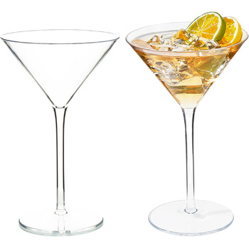 Небиткие стакани для коктейлів Tritan пластиковий коктейльний стакан з ніжкою, мартіні, маргарита, мохіто, 260 мл, набір 2 260 мл