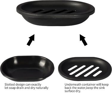 Практична мильниця Topsky в упаковці 2 шт. легко миється, зберігає мило сухим, ідеально підходить для ванної та кухні (чорна)