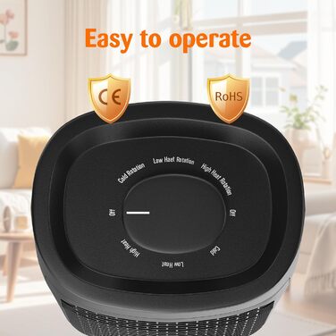 Тепловентилятор GARDTECH, швидконагріваючий обігрівач приміщення потужністю 1500 Вт з функцією повороту, енергозберігаючий радіатор з термостатом для використання в приміщенні, керамічний радіатор із захистом від перегріву та перекидання, дуже великий, жо