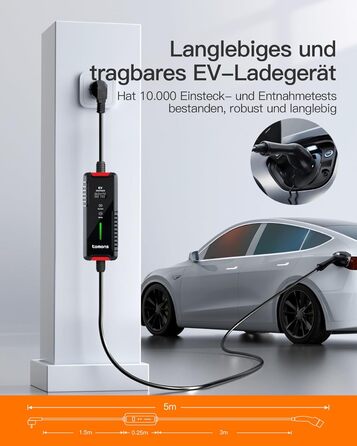 Тип 2 зарядний кабель Schuko 3,5 кВт, 16А, 6М зарядний кабель електромобіля, мобільний зарядний пристрій для електромобіля Wallbox
