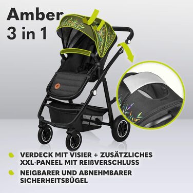 Дитяча коляска 3 в 1 комплект спортивне сидіння фіксована люлька автокрісло сумка москітна сітка дощовик XXL дах із захистом від с