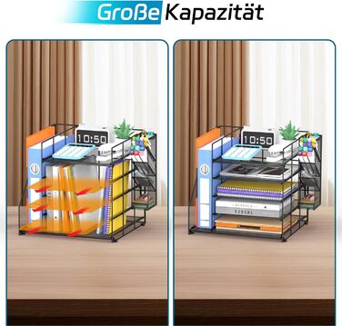 Органайзер для столу та аксесуари, 5-рівневий багатофункціональний тримач для ручок з шухлядою та відділеннями для зберігання, для офісу, школи, дому