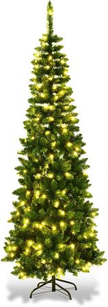 Різдвяна ялинка-олівець з теплими білими світлодіодними вогнями 225 см COSTWAY