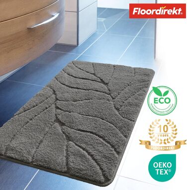 Килимок для ванної Floordirekt - Надзвичайно пухнастий та швидковисихаючий - Килимок для ванної кімнати з нековзною основою - Килимок для ванної Килимок для душу (Maris) (Темно-сірий, 60 x 120 см) 60 x 120 см (Прямокутний) Темно-сірий