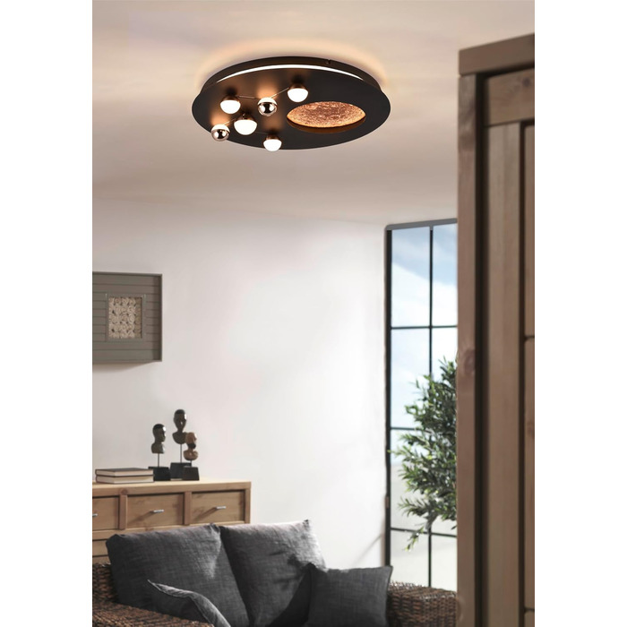 Стельовий LED-світильник Trio Leuchten Zodiac 644810132, матовий чорний метал, 42 Вт, з перемикачем диммера (Чорний матовий/Кава)